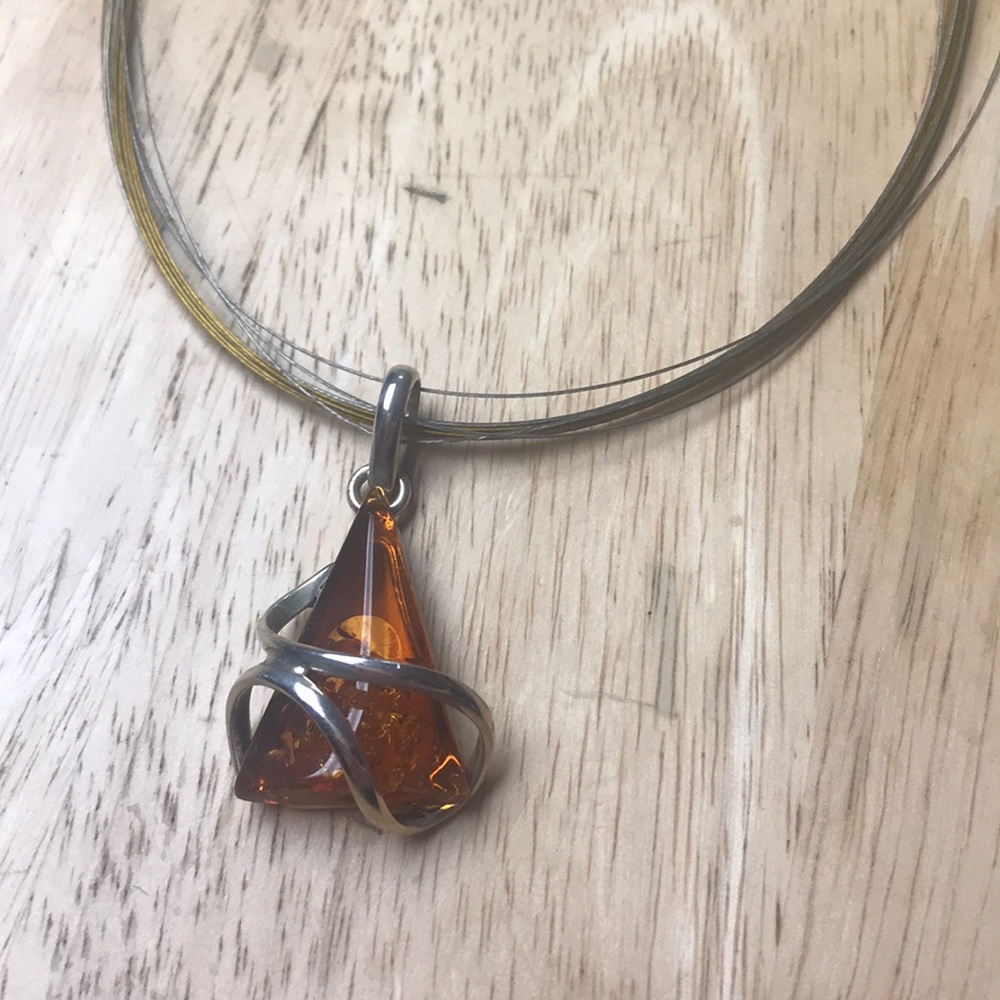 Sterling silver amber necklace